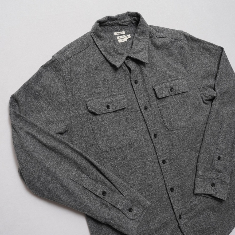 Bridge & Burn Mens Medium Gray Flannel Work Shirt PNW Portland Style - Picture 2 of 13